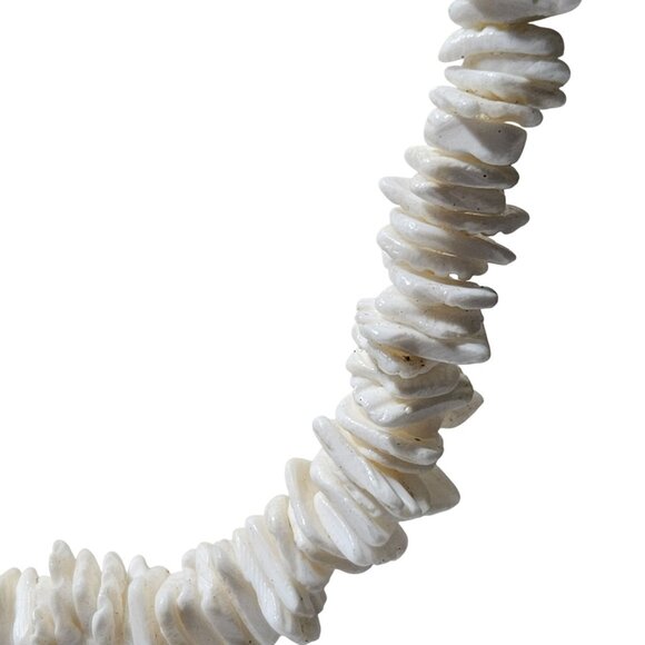 Boho White Shell Wood Chip Beaded Necklace Beach Core Ocean Surfer Jewelry Men - Picture 2 of 4